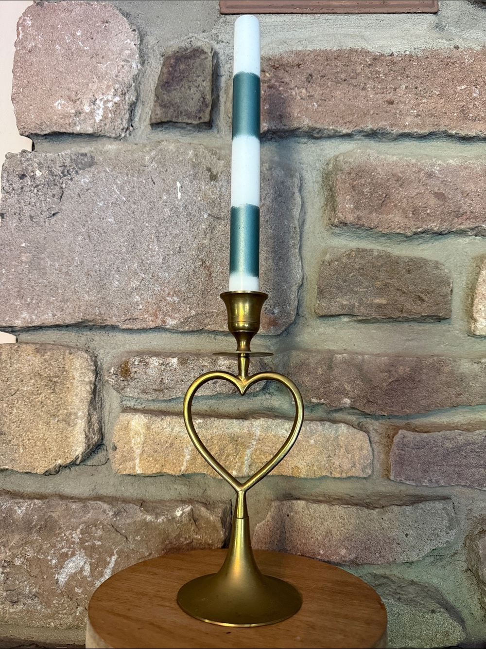 Vintage 8.5” Gold Heart brass Candlestick Holder cottagecore bohemian decor